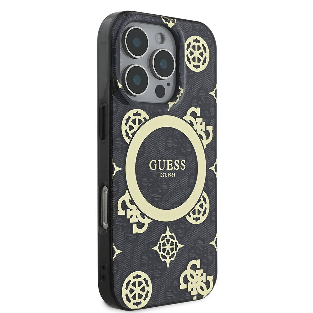 Apple iPhone 16 Pro Max Uyumlu Kılıf Guess Orjinal Lisanslı Magsafe Şarj Özellikli IML Peony ve 4G Desenli Klasik Logolu Kapak - 11