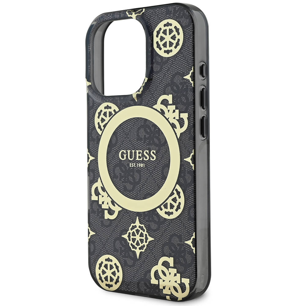 Apple iPhone 16 Pro Max Uyumlu Kılıf Guess Orjinal Lisanslı Magsafe Şarj Özellikli IML Peony ve 4G Desenli Klasik Logolu Kapak - 12