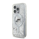 Apple iPhone 16 Pro Uyumlu Kılıf Karl Lagerfeld Orjinal Lisanslı Magsafe Şarj Özellikli Sıvılı Simli KC Heads Kapak - 1
