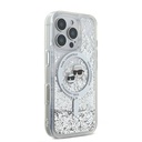 Apple iPhone 16 Pro Uyumlu Kılıf Karl Lagerfeld Orjinal Lisanslı Magsafe Şarj Özellikli Sıvılı Simli KC Heads Kapak - 2