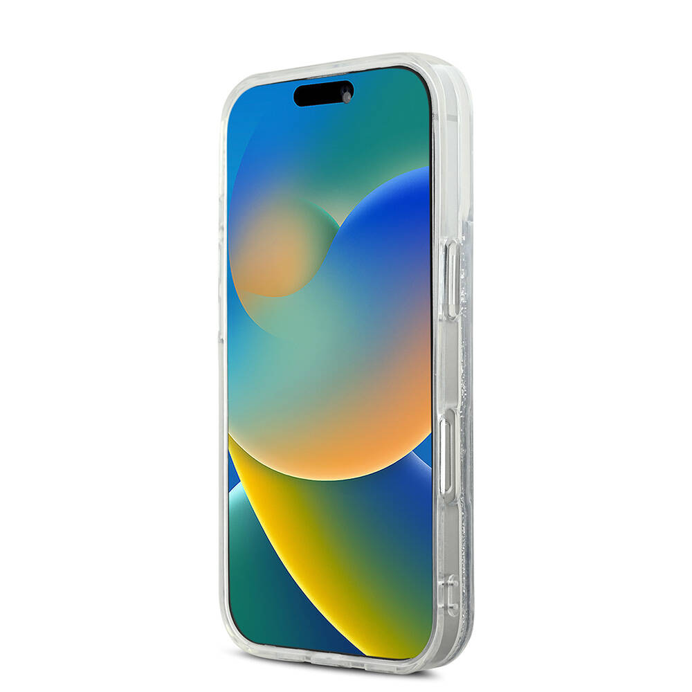 Apple iPhone 16 Pro Uyumlu Kılıf Karl Lagerfeld Orjinal Lisanslı Magsafe Şarj Özellikli Sıvılı Simli KC Heads Kapak - 3