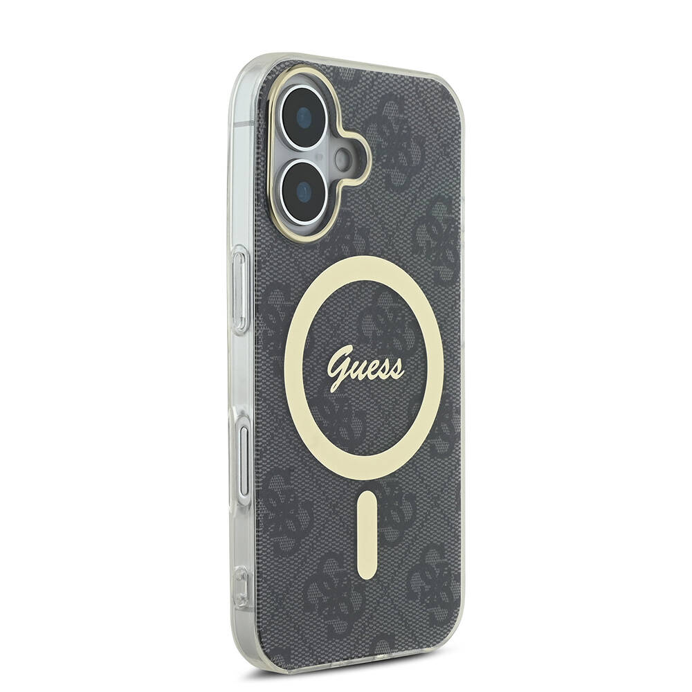Apple iPhone 16 Plus Uyumlu Kılıf Guess Orjinal Lisanslı Magsafe Şarj Özellikli Yazı Logolu 4G Desenli Kapak - 19