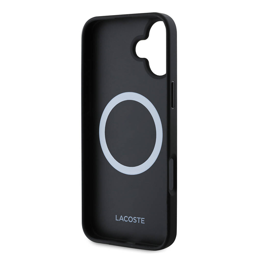 Apple iPhone 16 Uyumlu Kılıf Lacoste Orjinal Lisanslı PU Pike Desenli Arka Yüzey İkonik Timsah Dokuma Logolu Kapak - 6