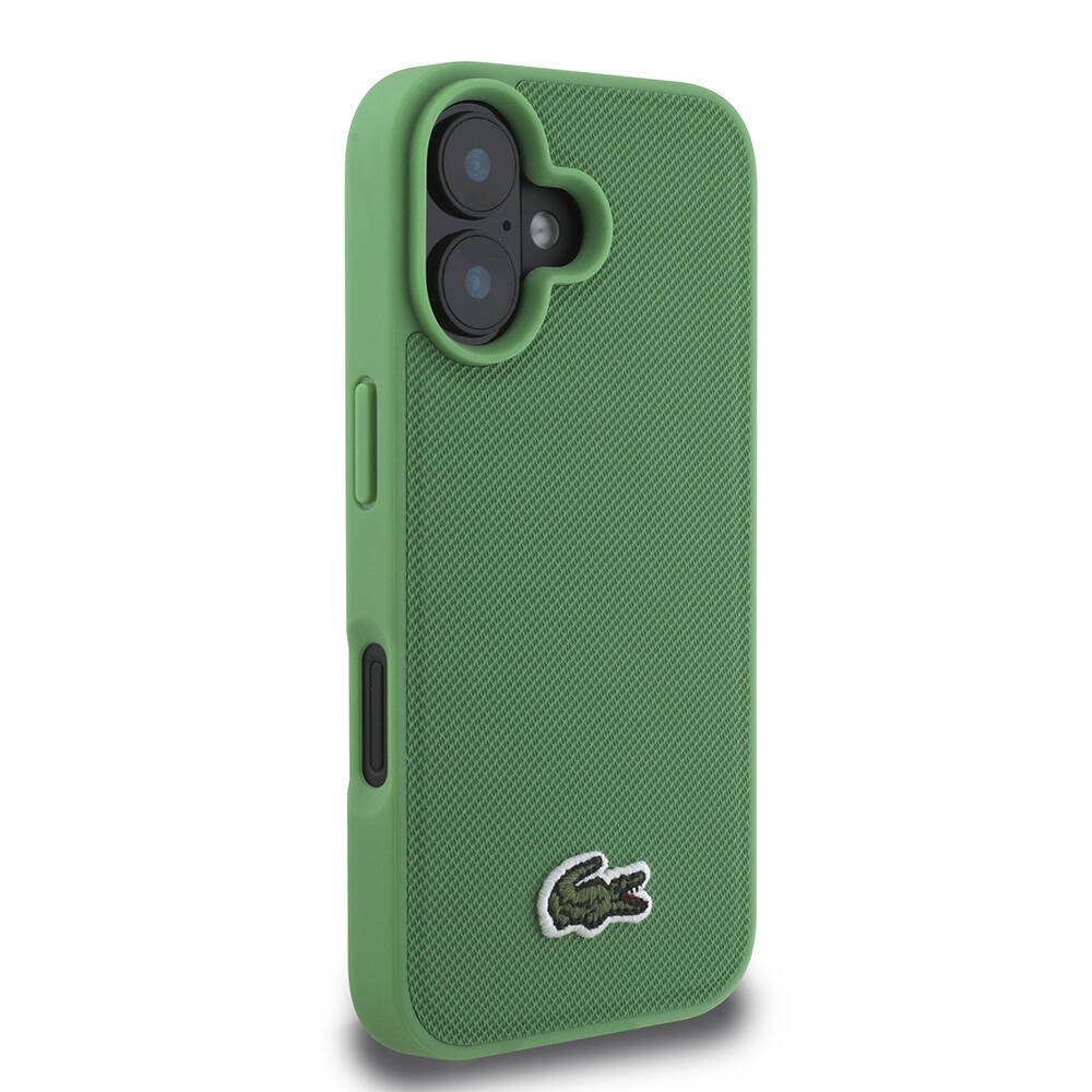 Apple iPhone 16 Uyumlu Kılıf Lacoste Orjinal Lisanslı PU Pike Desenli Arka Yüzey İkonik Timsah Dokuma Logolu Kapak - 10
