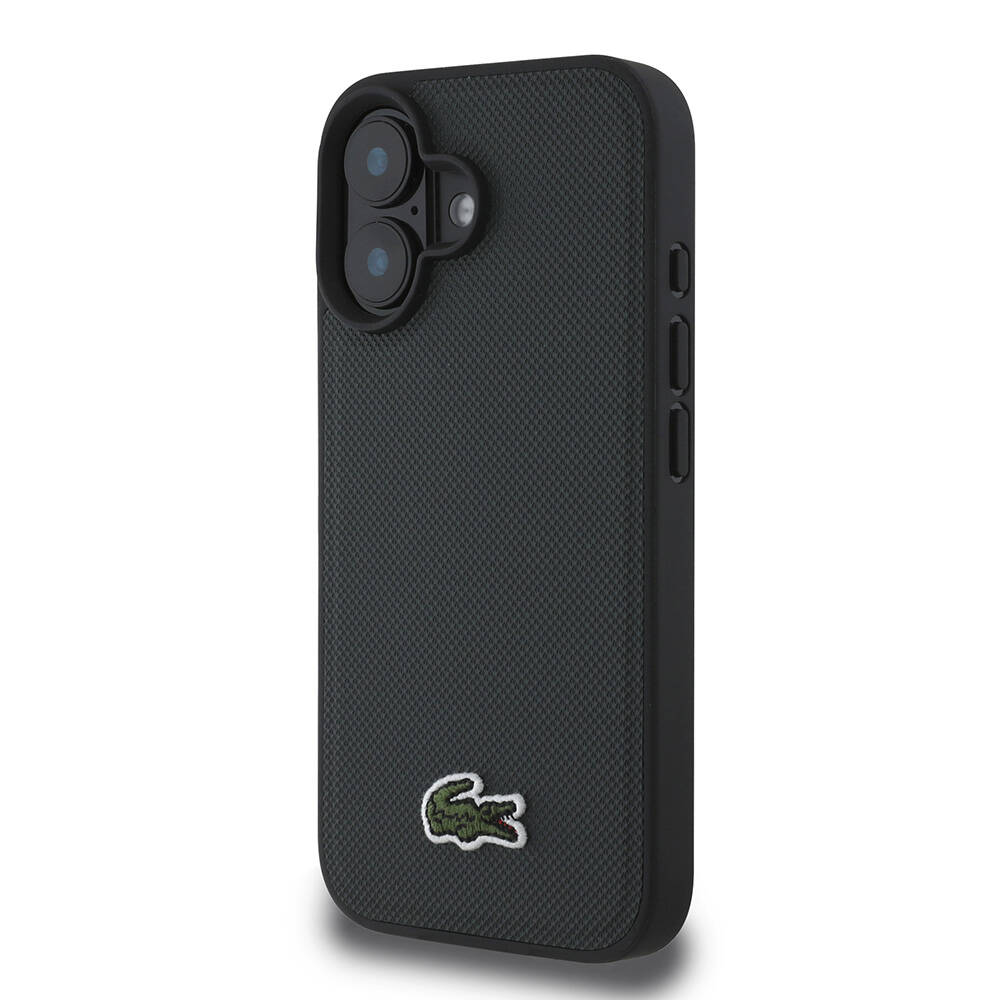 Apple iPhone 16 Uyumlu Kılıf Lacoste Orjinal Lisanslı PU Pike Desenli Arka Yüzey İkonik Timsah Dokuma Logolu Kapak - 24