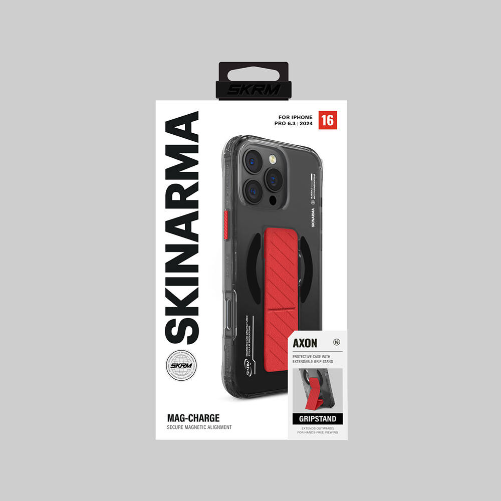 Apple iPhone 16 Pro Max Uyumlu Kılıf Magsafe Şarj Özellikli Teknoloji Desenli Standlı Skinarma Axon Kapak - 7