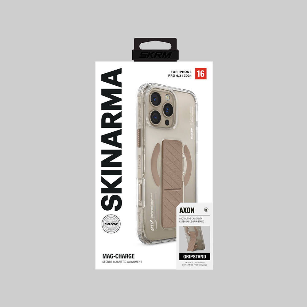 Apple iPhone 16 Pro Max Uyumlu Kılıf Magsafe Şarj Özellikli Teknoloji Desenli Standlı Skinarma Axon Kapak - 8