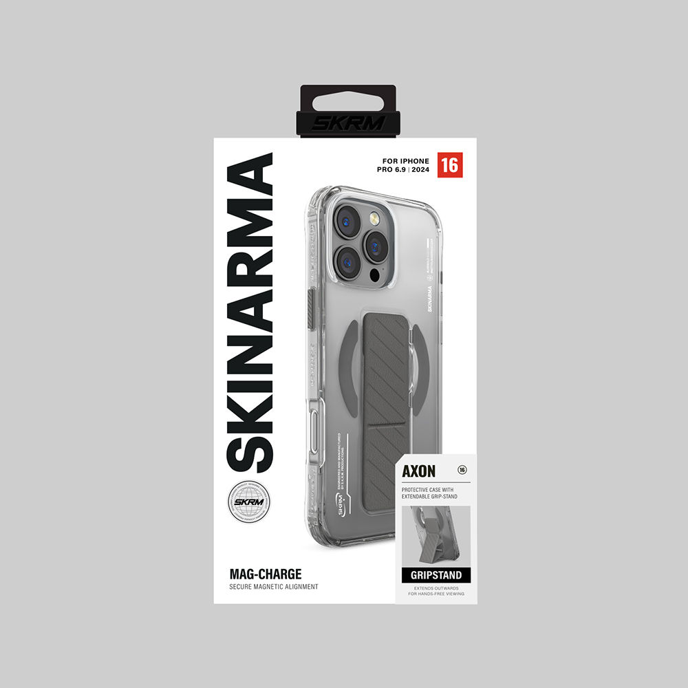 Apple iPhone 16 Pro Max Uyumlu Kılıf Magsafe Şarj Özellikli Teknoloji Desenli Standlı Skinarma Axon Kapak - 13