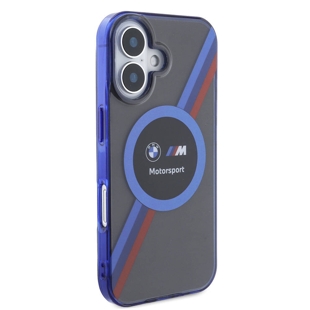 Apple iPhone 16 Uyumlu Kılıf BMW Orjinal Lisanslı M Logolu Üç Renk Çizgili Motorsport Circle Kapak - 2