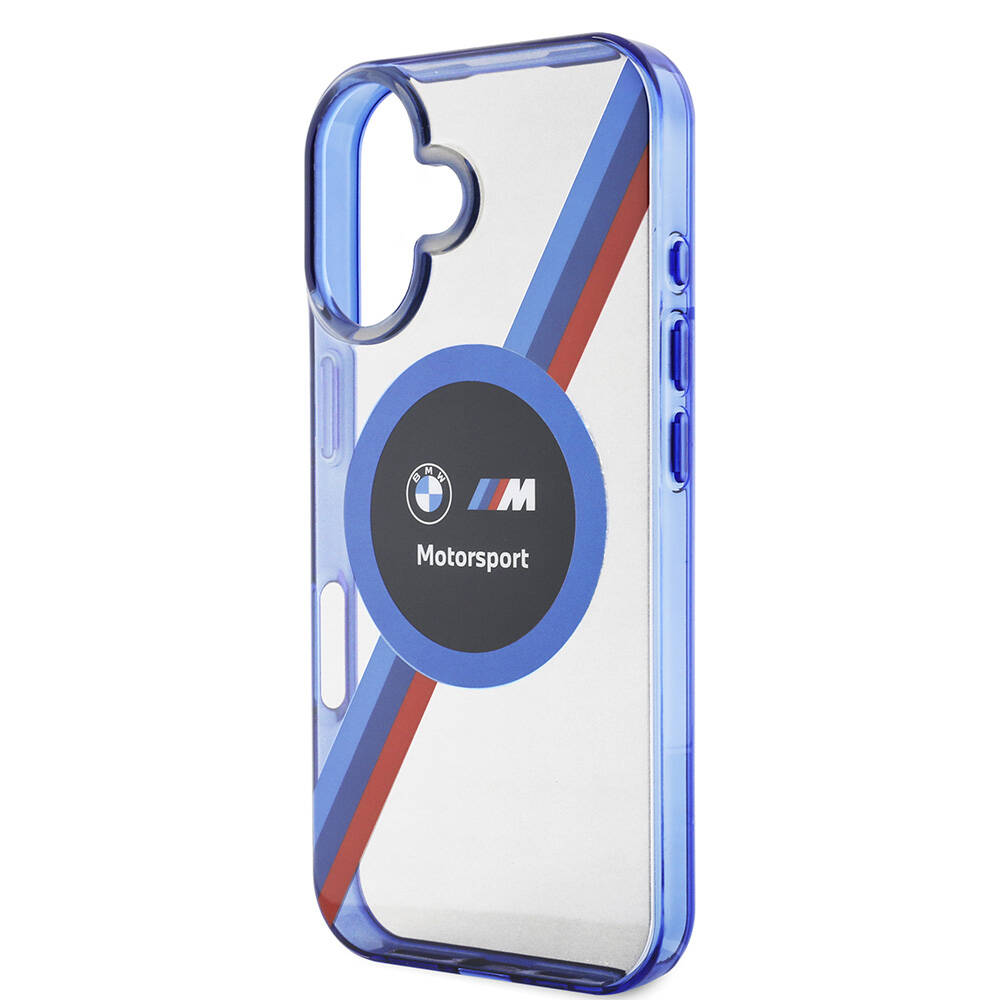 Apple iPhone 16 Uyumlu Kılıf BMW Orjinal Lisanslı M Logolu Üç Renk Çizgili Motorsport Circle Kapak - 4