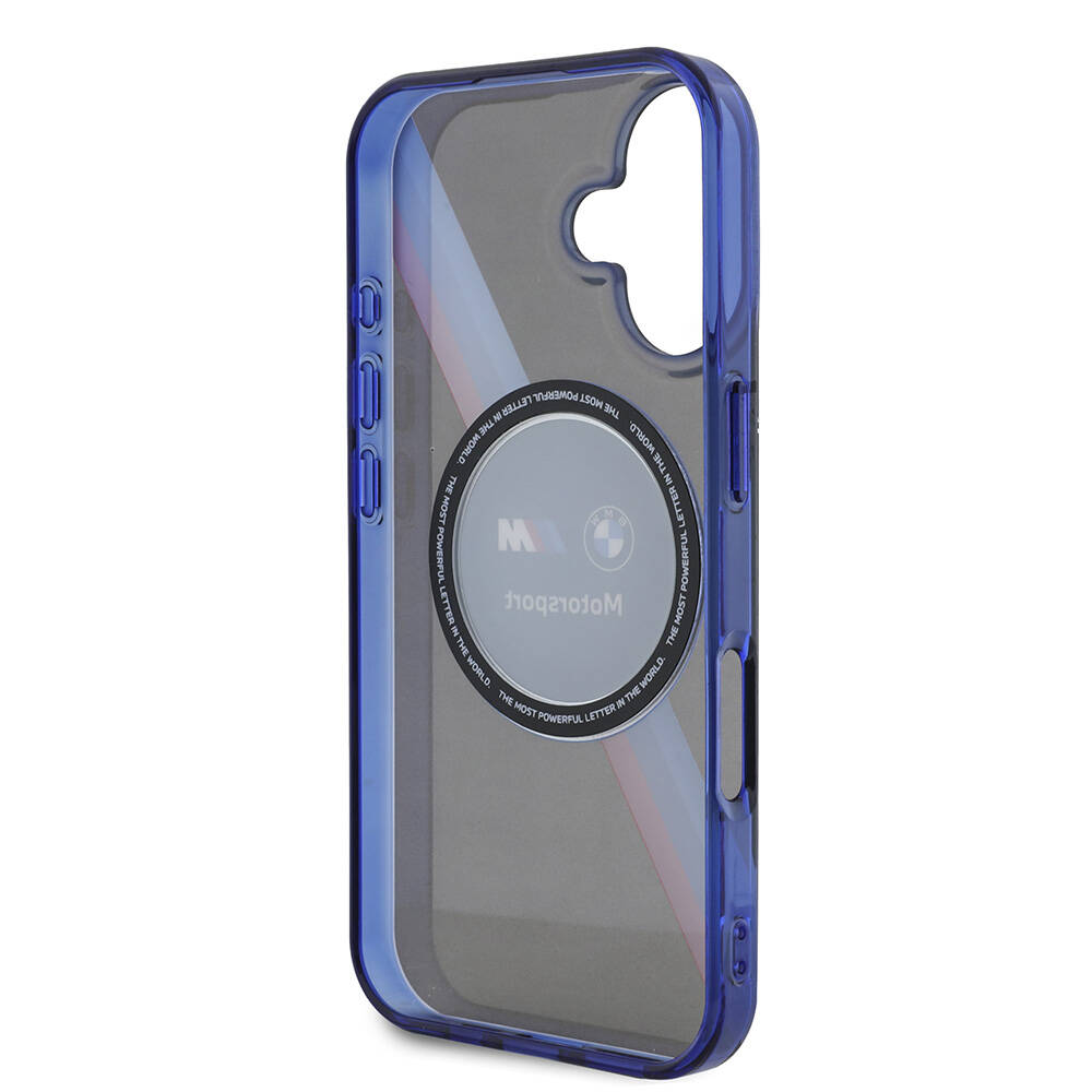 Apple iPhone 16 Uyumlu Kılıf BMW Orjinal Lisanslı M Logolu Üç Renk Çizgili Motorsport Circle Kapak - 5