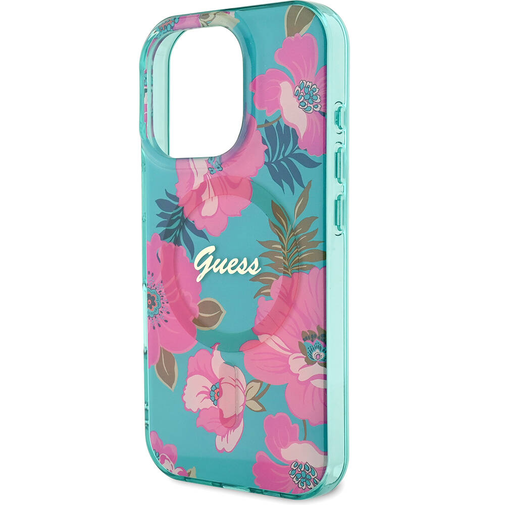 Apple iPhone 16 Pro Uyumlu Kılıf Guess Orjinal Lisanslı Magsafe Şarj Özellikli Flower Tone On Tone Ring Kapak - 5
