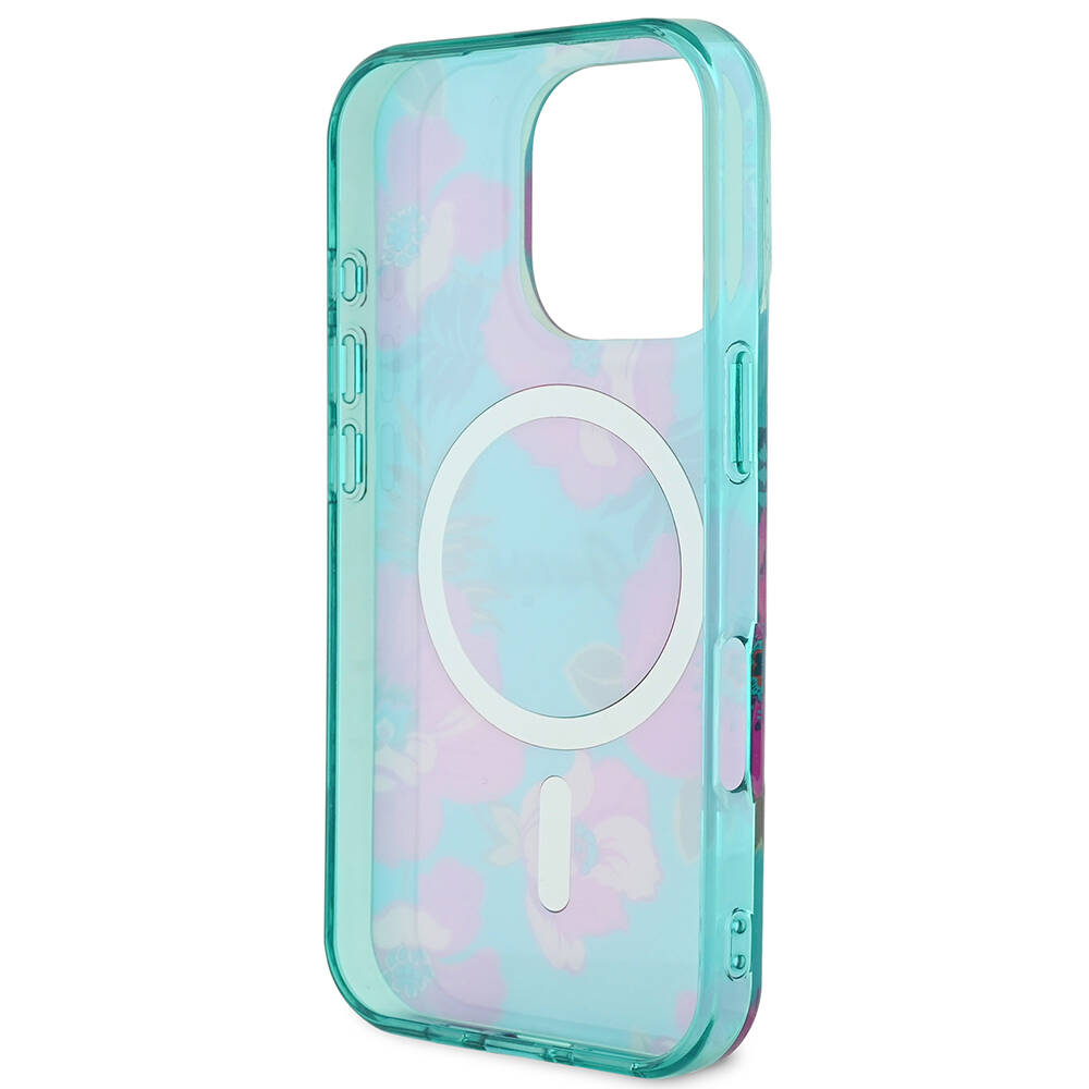 Apple iPhone 16 Pro Uyumlu Kılıf Guess Orjinal Lisanslı Magsafe Şarj Özellikli Flower Tone On Tone Ring Kapak - 6
