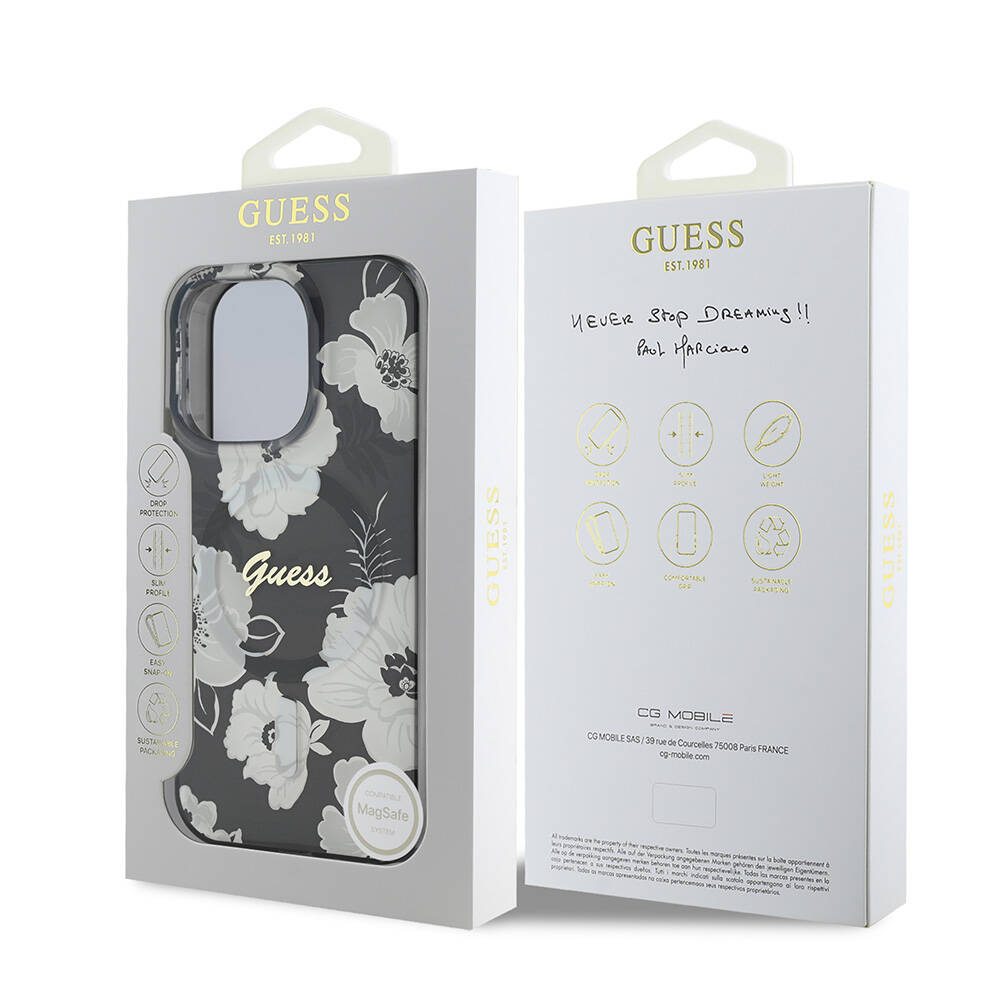 Apple iPhone 16 Pro Uyumlu Kılıf Guess Orjinal Lisanslı Magsafe Şarj Özellikli Flower Tone On Tone Ring Kapak - 15