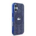 Apple iPhone 16 Uyumlu Kılıf Lacoste Orjinal Lisanslı Magsafe Şarj Özellikli IML Baskılı Gümüş Timsah Logolu Monogram Kapak - 10