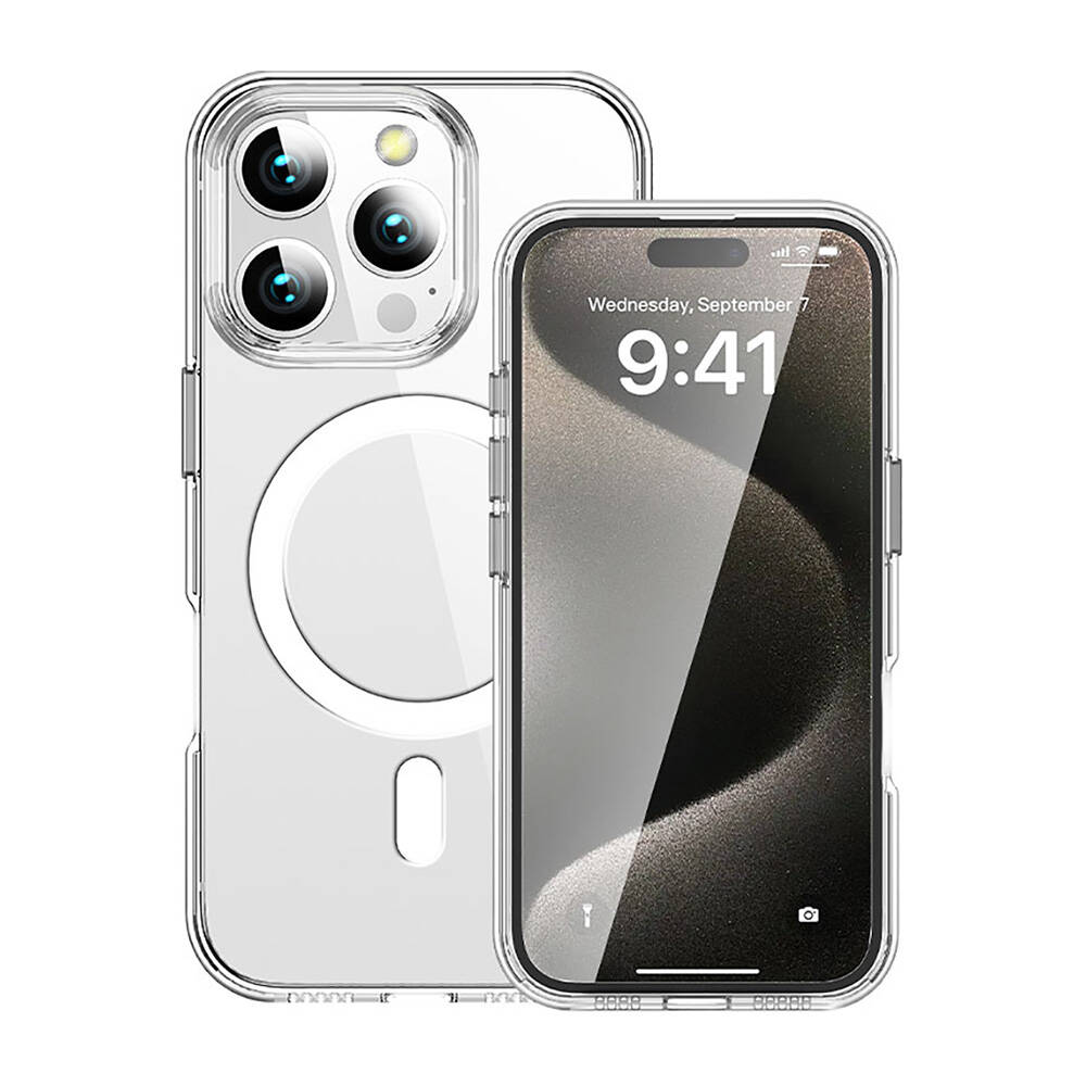 Apple iPhone 16 Pro Uyumlu Kılıf Magsafe Şarj Özellikli Transparan Sert PC Wlons Pita Kapak - 2