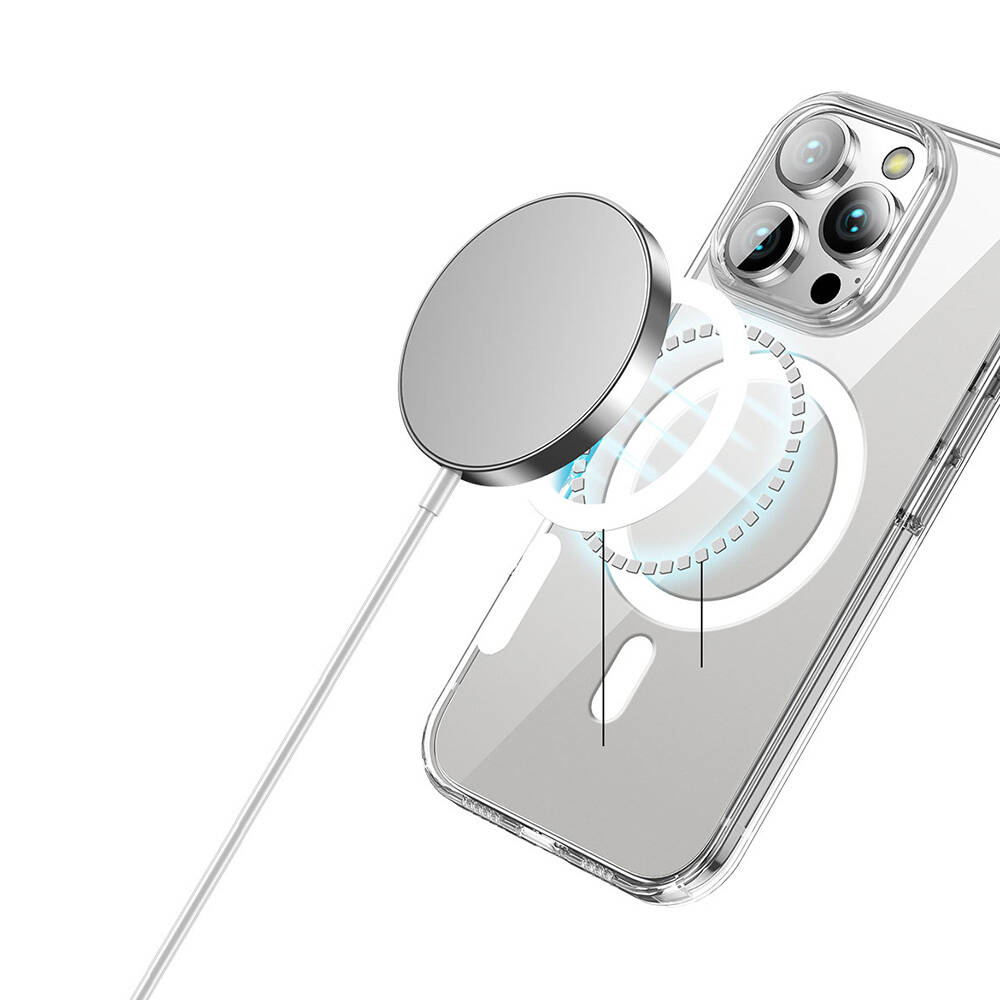 Apple iPhone 16 Pro Uyumlu Kılıf Magsafe Şarj Özellikli Transparan Sert PC Wlons Pita Kapak - 4