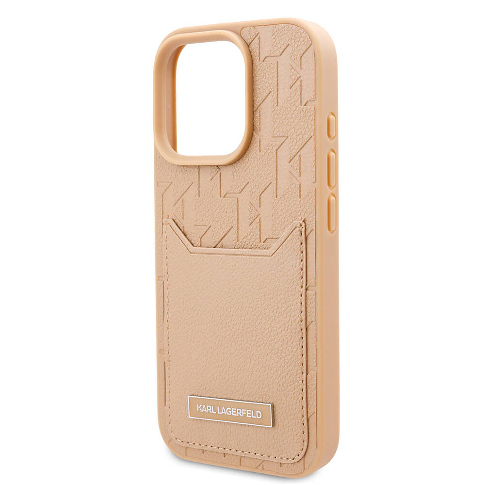 Apple iPhone 16 Pro Uyumlu Kılıf Karl Lagerfeld Orjinal Lisanslı KL Desenli Kartlıklı Monogram Kapak - 4