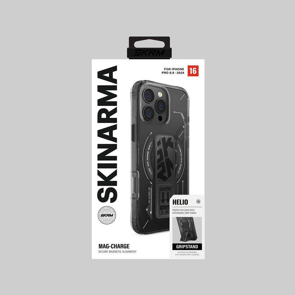 Apple iPhone 16 Pro Max Uyumlu Kılıf Magsafe Şarj Özellikli Teknoloji Desenli Standlı Skinarma Helio Kapak - 9