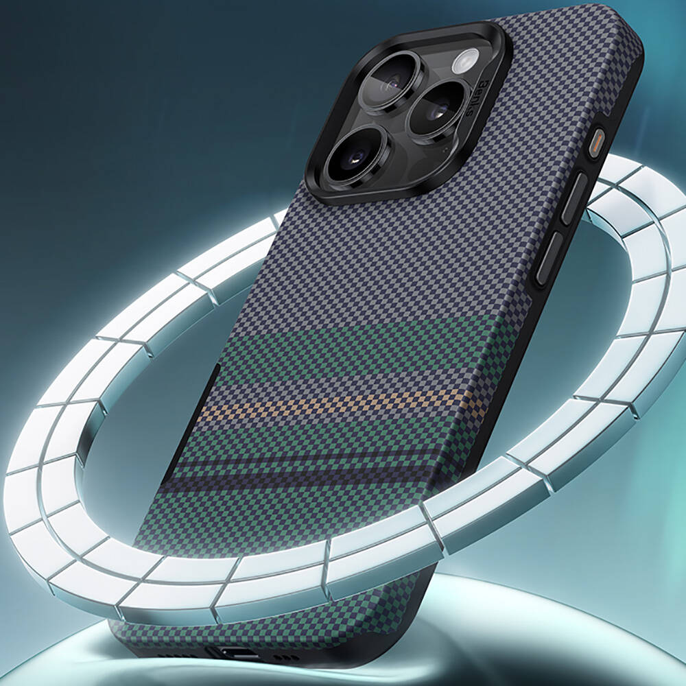 Apple iPhone 16 Pro Max Uyumlu Kılıf Magsafe Şarj Özellikli Karbon Fiber Tasarımlı Benks Aurora ArmorPro Kevlar Kapak - 9