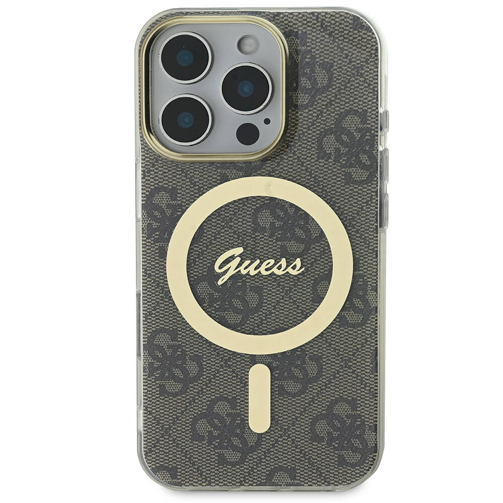 Apple iPhone 16 Pro Uyumlu Kılıf Guess Orjinal Lisanslı Magsafe Şarj Özellikli Yazı Logolu 4G Desenli Kapak - 9