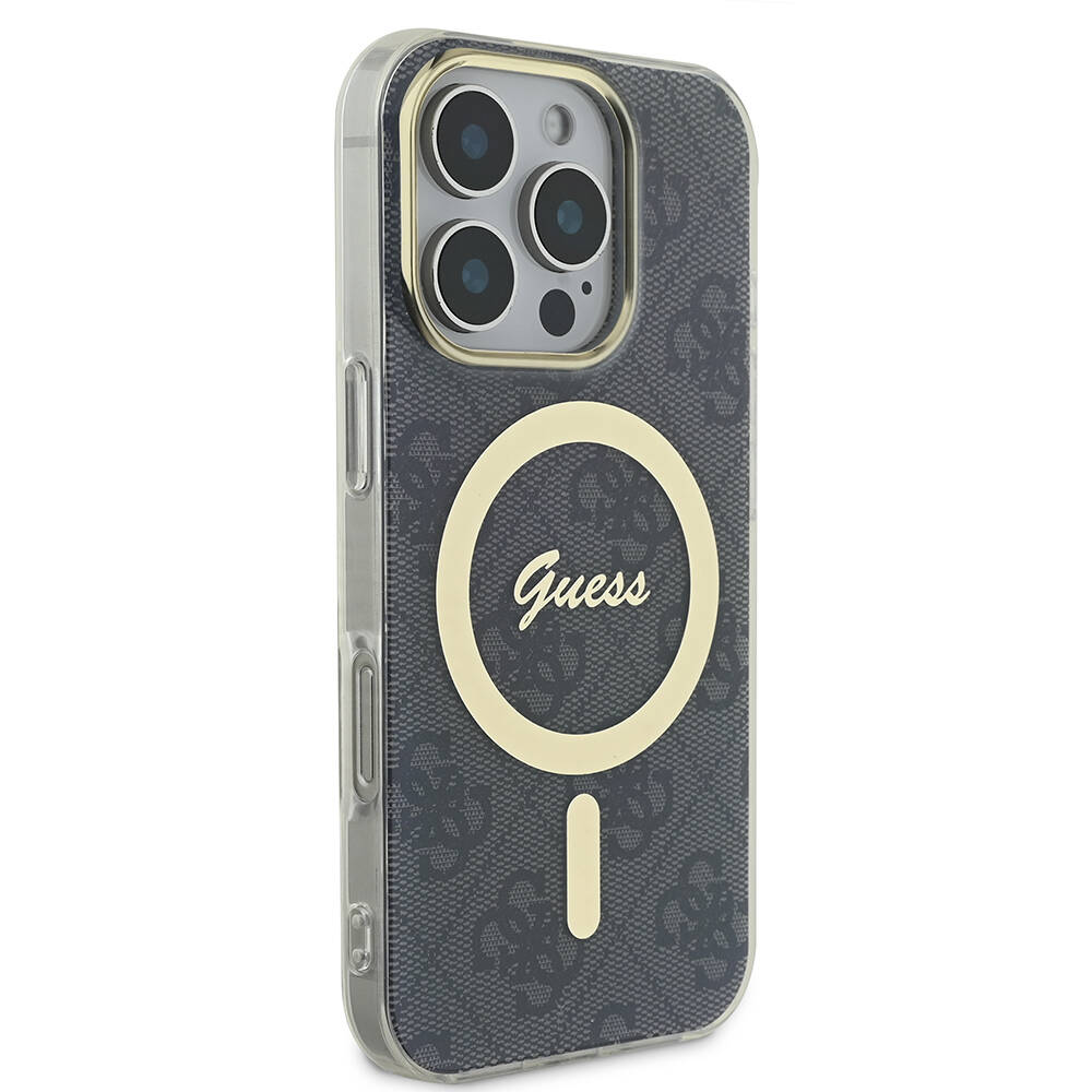 Apple iPhone 16 Pro Uyumlu Kılıf Guess Orjinal Lisanslı Magsafe Şarj Özellikli Yazı Logolu 4G Desenli Kapak - 18
