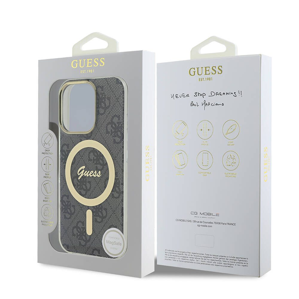Apple iPhone 16 Pro Max Uyumlu Kılıf Guess Orjinal Lisanslı Magsafe Şarj Özellikli Yazı Logolu 4G Desenli Kapak - 7