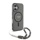 Apple iPhone 16 Plus Uyumlu Kılıf Guess Orjinal Lisanslı Magsafe Şarj Özellikli Simli Silikon İnci Bileklikli Kapak - 7