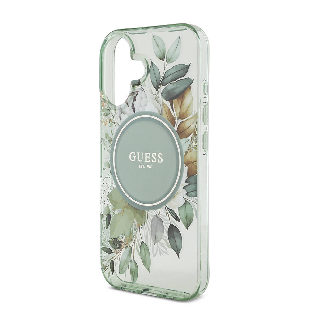 Apple iPhone 16 Plus Uyumlu Kılıf Guess Orjinal Lisanslı Magsafe Şarj Özellikli IML Baskılı Çiçek İnci Bileklikli Kapak - 6