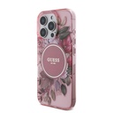 Apple iPhone 16 Pro Max Uyumlu Kılıf Guess Orjinal Lisanslı Magsafe Şarj Özellikli IML Baskılı Çiçek İnci Bileklikli Kapak - 1