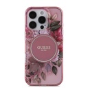 Apple iPhone 16 Pro Max Uyumlu Kılıf Guess Orjinal Lisanslı Magsafe Şarj Özellikli IML Baskılı Çiçek İnci Bileklikli Kapak - 3