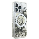 Apple iPhone 16 Pro Uyumlu Kılıf Guess Orjinal Lisanslı Magsafe Şarj Özellikli Sıvılı Simli Çiçek Desenli Kapak - 2