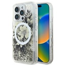 Apple iPhone 16 Pro Max Uyumlu Kılıf Guess Orjinal Lisanslı Magsafe Şarj Özellikli Sıvılı Simli Çiçek Desenli Kapak - 2
