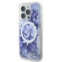 Apple iPhone 16 Pro Max Uyumlu Kılıf Guess Orjinal Lisanslı Magsafe Şarj Özellikli Sıvılı Simli Çiçek Desenli Kapak - 15