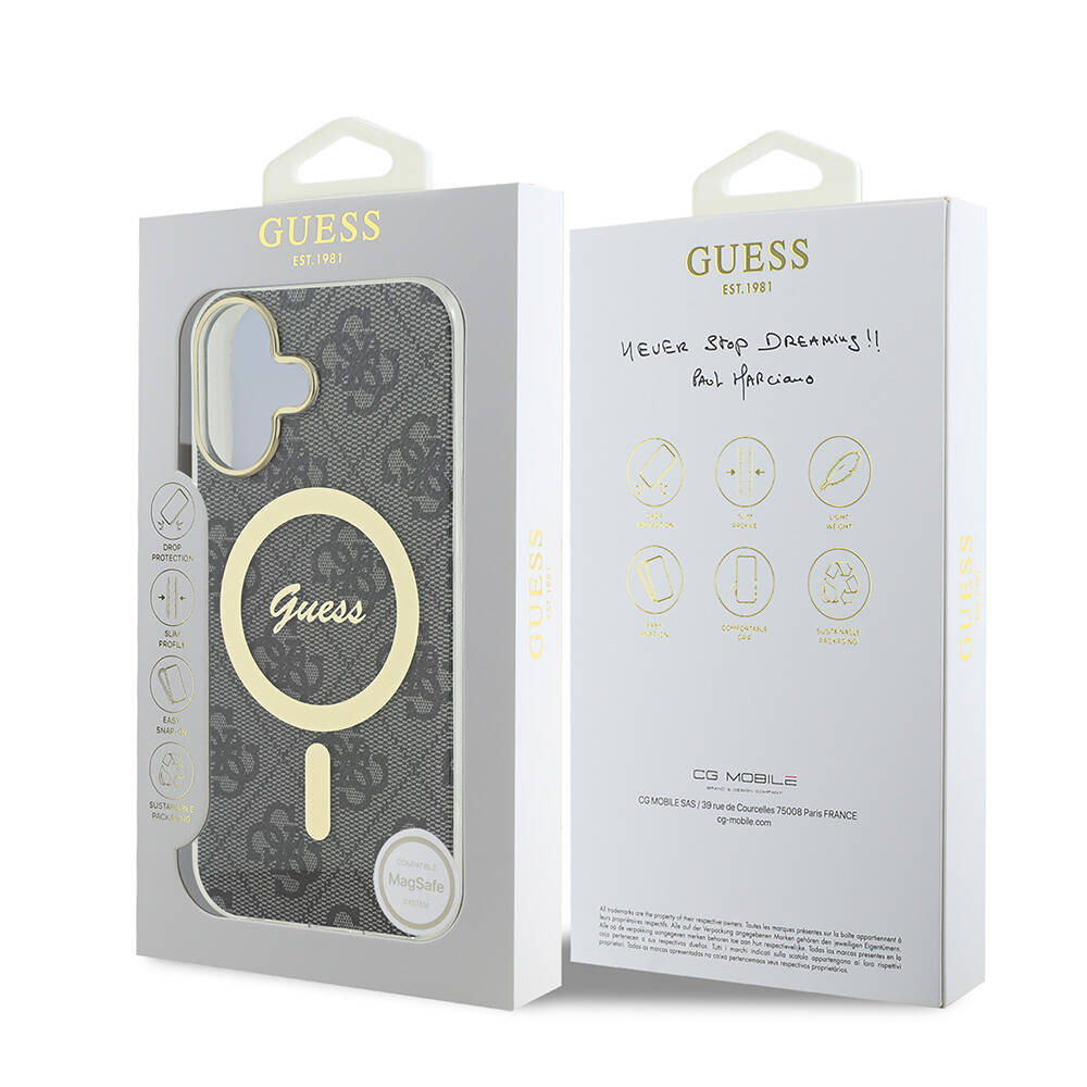 Apple iPhone 16 Uyumlu Kılıf Guess Orjinal Lisanslı Magsafe Şarj Özellikli Yazı Logolu 4G Desenli Kapak - 23