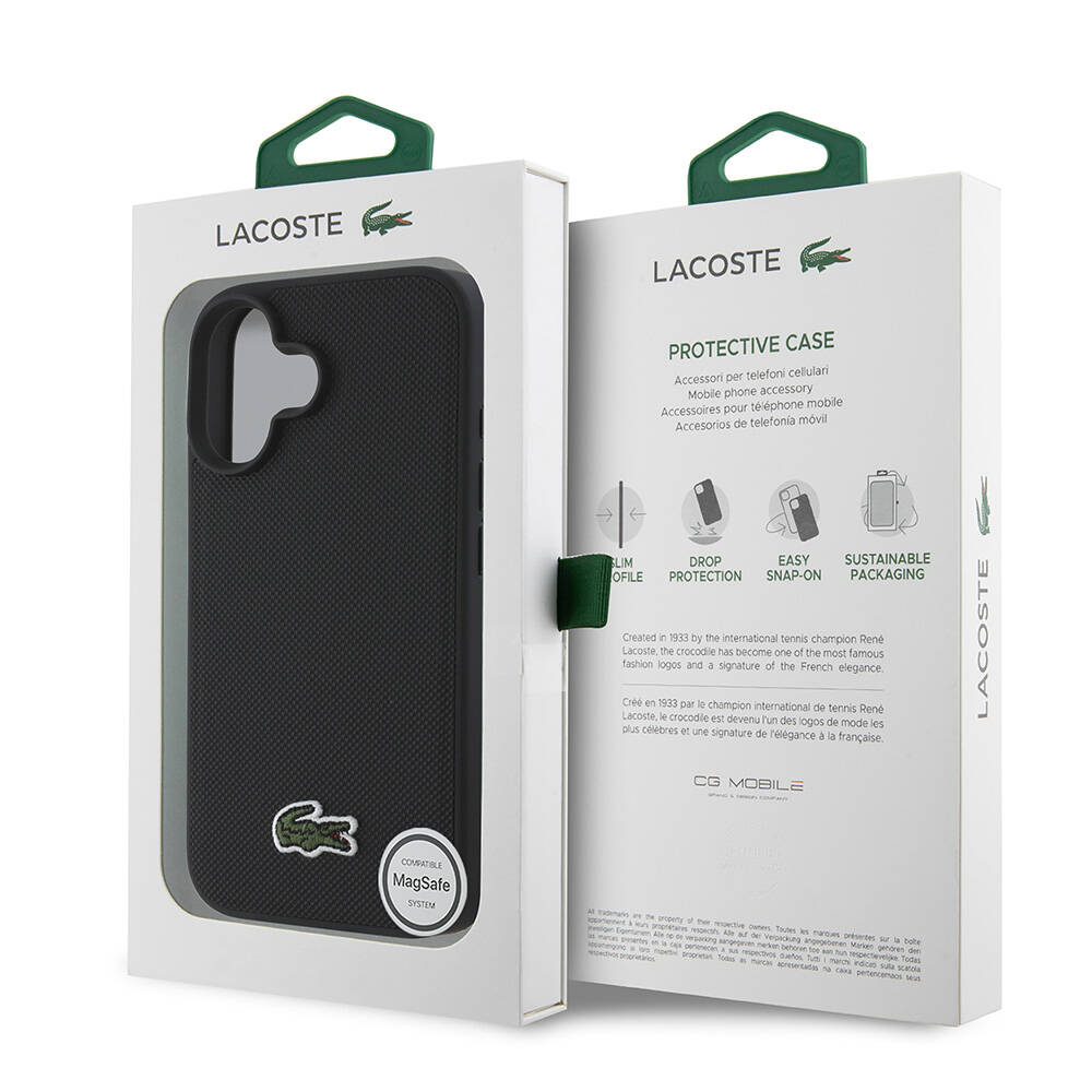 Apple iPhone 16 Plus Uyumlu Kılıf Lacoste Orjinal Lisanslı PU Pike Desenli Arka Yüzey İkonik Timsah Dokuma Logolu Kapak - 8