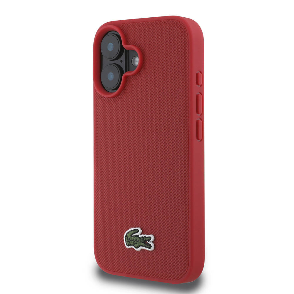 Apple iPhone 16 Plus Uyumlu Kılıf Lacoste Orjinal Lisanslı PU Pike Desenli Arka Yüzey İkonik Timsah Dokuma Logolu Kapak - 15