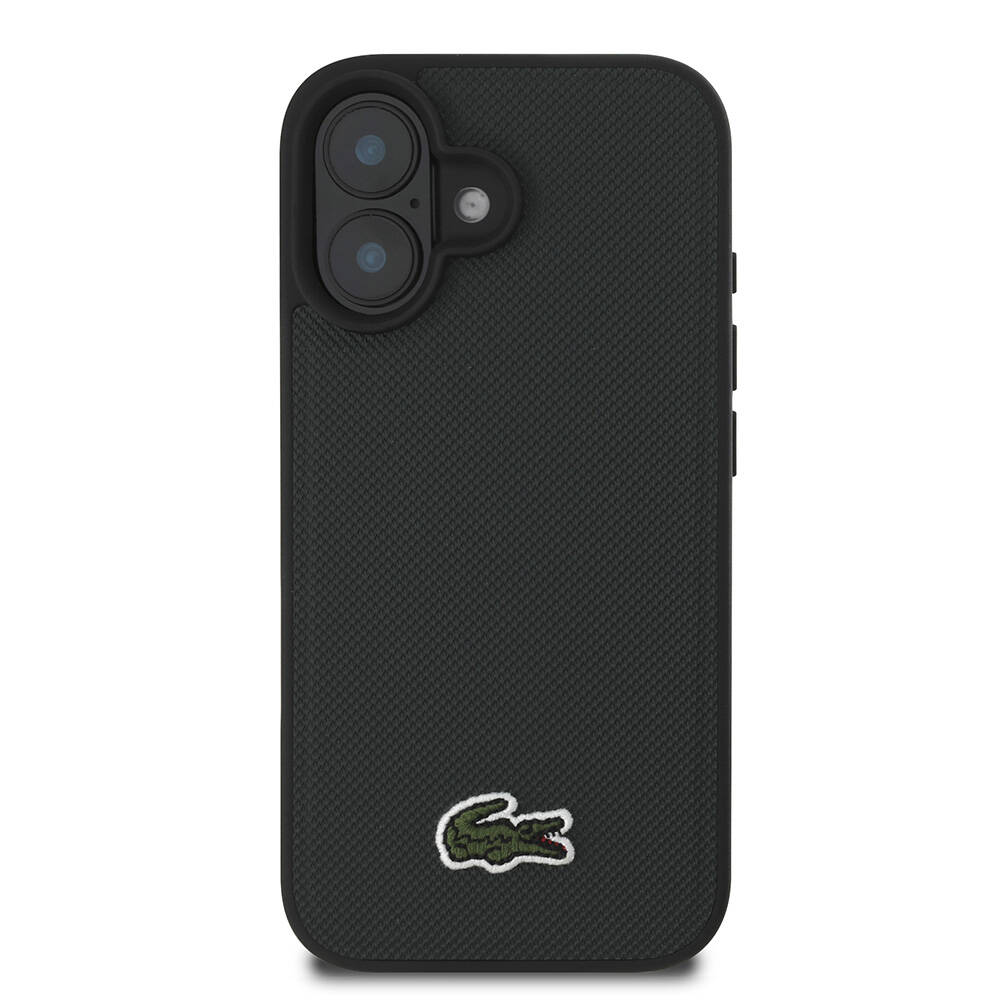Apple iPhone 16 Plus Uyumlu Kılıf Lacoste Orjinal Lisanslı PU Pike Desenli Arka Yüzey İkonik Timsah Dokuma Logolu Kapak - 24