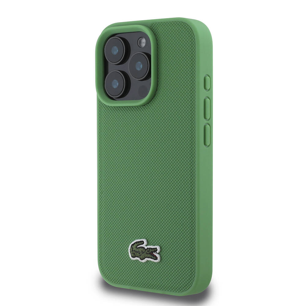 Apple iPhone 16 Pro Uyumlu Kılıf Lacoste Orjinal Lisanslı PU Pike Desenli Arka Yüzey İkonik Timsah Dokuma Logolu Kapak - 13