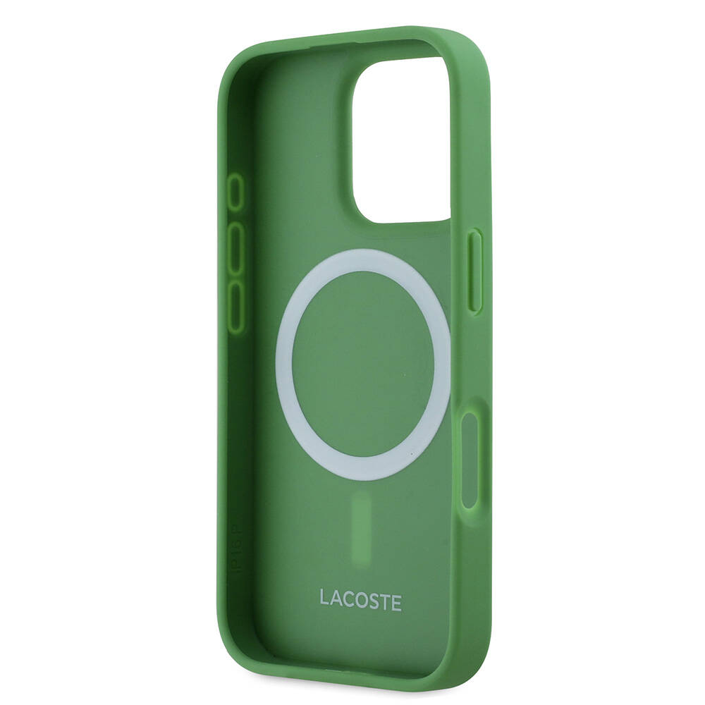 Apple iPhone 16 Pro Uyumlu Kılıf Lacoste Orjinal Lisanslı PU Pike Desenli Arka Yüzey İkonik Timsah Dokuma Logolu Kapak - 15