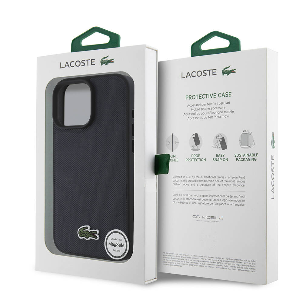 Apple iPhone 16 Pro Uyumlu Kılıf Lacoste Orjinal Lisanslı PU Pike Desenli Arka Yüzey İkonik Timsah Dokuma Logolu Kapak - 17