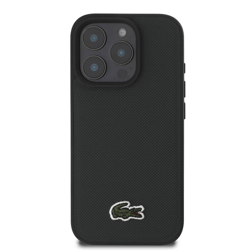 Apple iPhone 16 Pro Uyumlu Kılıf Lacoste Orjinal Lisanslı PU Pike Desenli Arka Yüzey İkonik Timsah Dokuma Logolu Kapak - 22