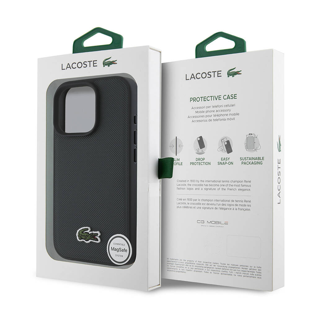 Apple iPhone 16 Pro Uyumlu Kılıf Lacoste Orjinal Lisanslı PU Pike Desenli Arka Yüzey İkonik Timsah Dokuma Logolu Kapak - 27