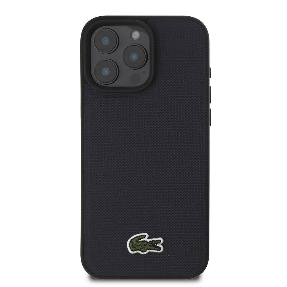 Apple iPhone 16 Pro Max Uyumlu Kılıf Lacoste Orjinal Lisanslı PU Pike Desenli Arka Yüzey İkonik Timsah Dokuma Logolu Kapak - 10
