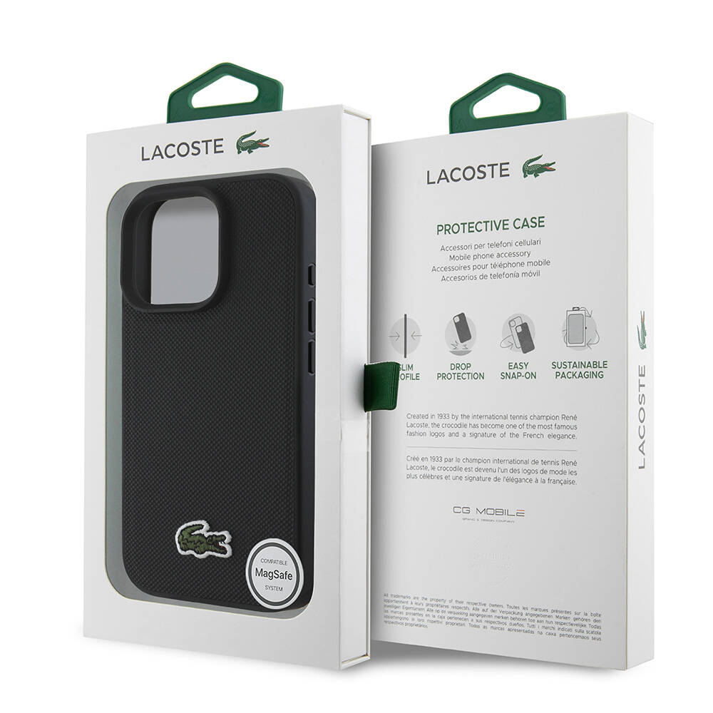 Apple iPhone 16 Pro Max Uyumlu Kılıf Lacoste Orjinal Lisanslı PU Pike Desenli Arka Yüzey İkonik Timsah Dokuma Logolu Kapak - 18