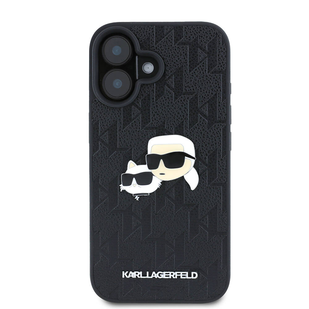Apple iPhone 16 Uyumlu Kılıf Karl Lagerfeld Orjinal Lisanslı K&C Heads Monogram Pin Kapak - 2