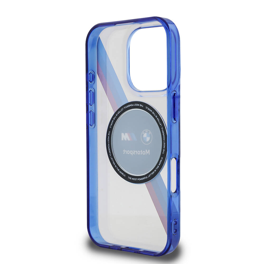 Apple iPhone 16 Pro Uyumlu Kılıf BMW Orjinal Lisanslı Magsafe Şarj Özellikli M Logolu Üç Renk Çizgili Motorsport Circle Kapak - 6