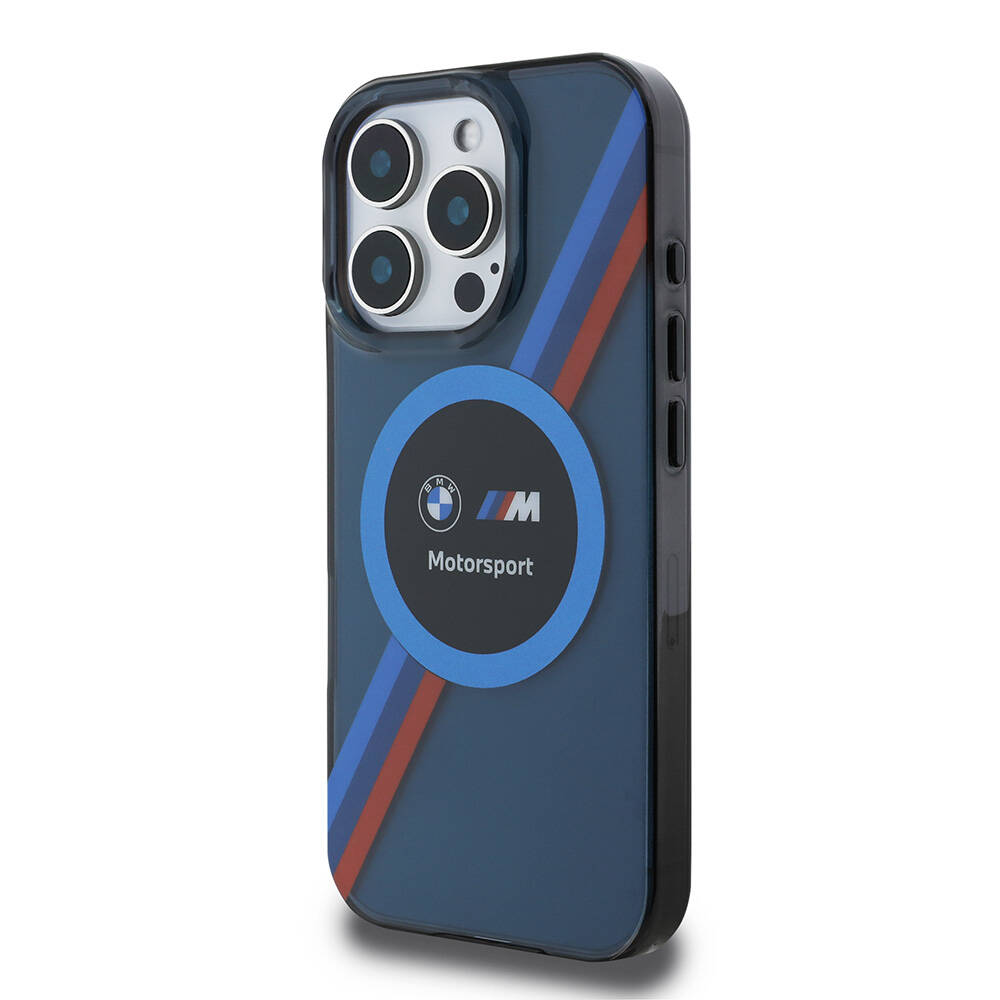 Apple iPhone 16 Pro Uyumlu Kılıf BMW Orjinal Lisanslı Magsafe Şarj Özellikli M Logolu Üç Renk Çizgili Motorsport Circle Kapak - 9