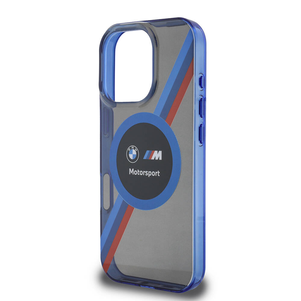 Apple iPhone 16 Pro Uyumlu Kılıf BMW Orjinal Lisanslı Magsafe Şarj Özellikli M Logolu Üç Renk Çizgili Motorsport Circle Kapak - 21