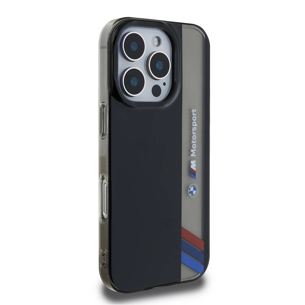 Apple iPhone 16 Pro Max Uyumlu Kılıf BMW Orjinal Lisanslı M Logolu Üç Renk Çizgili Motorsport Vertical Stripe Kapak - 3